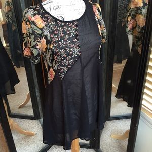 Black and floral baby doll top