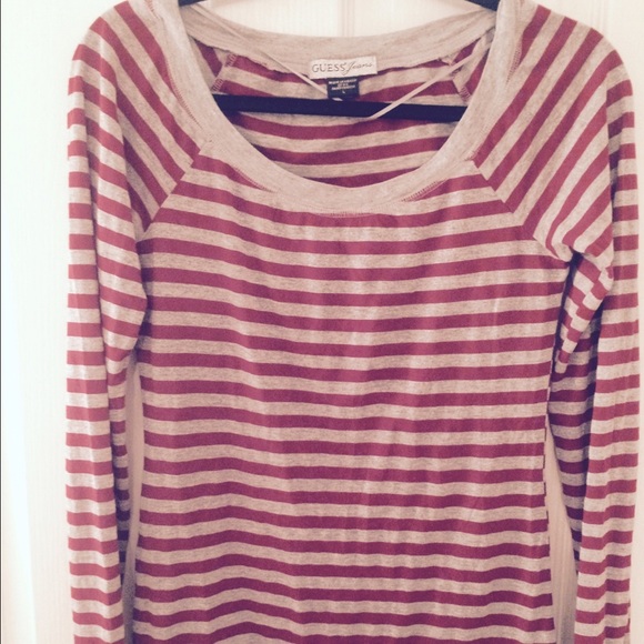 Guess red and silver shimmer top