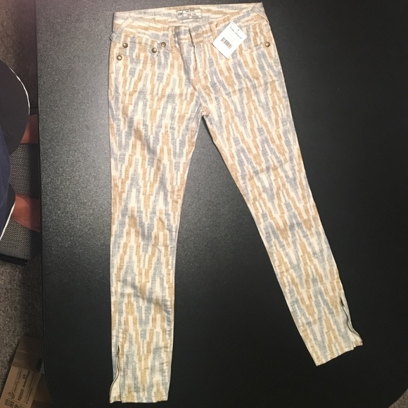 FREE PEOPLE IVORY IKAT JEANS