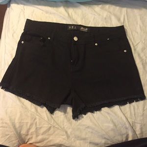 Black mid rise jean shorts