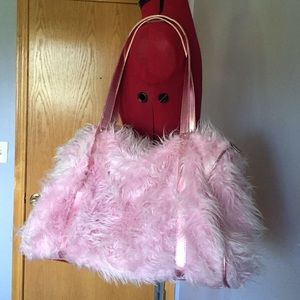 Young girls Pink faux fur travel bag