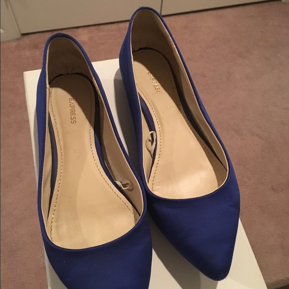 Express blue satin flats size 8