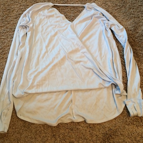 Light blue flowy cross top