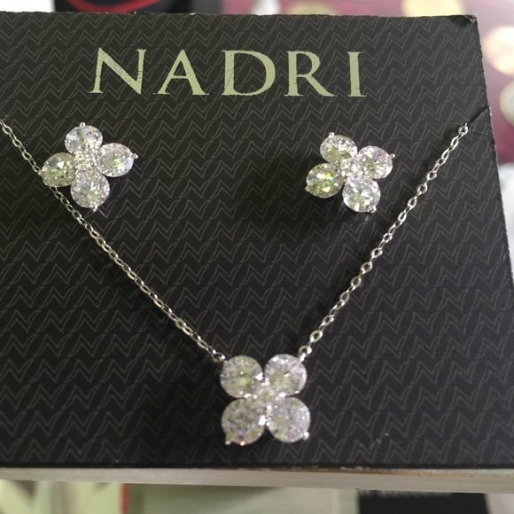 Nadri Jewelry - Delicate Nadri CZ silver necklace &earrings.