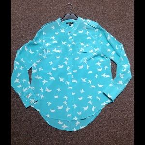 Lauren Gold Sophie Bird Print Top SZ Small