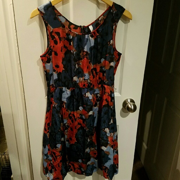 Blue & Red printed dress - Picture 1 of 2