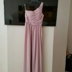 H&M Blush One Shoulder Chiffon Floor Length Dress