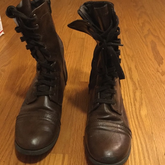 Brown combat boots
