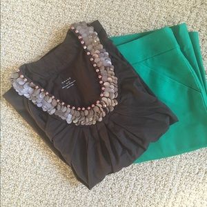 Brown summer blouse with beautiful neckline