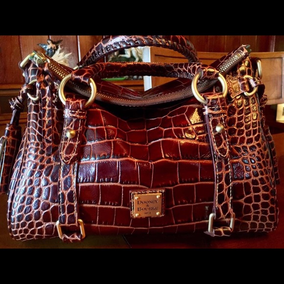 Dooney & Bourke Croco Fino Small Satchel ~ Cognac - Picture 1 of 4