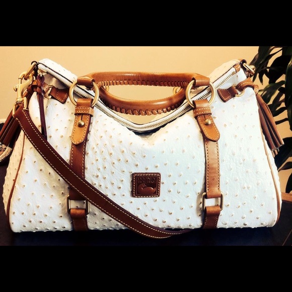 Dooney & Bourke Medium Satchel ~ Bone Ostrich - Picture 1 of 4