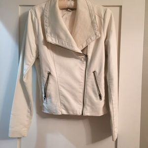 Faux leather white coat
