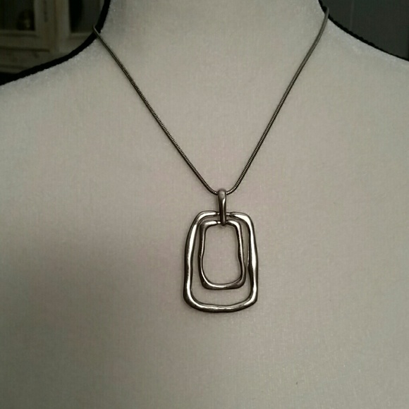 Silver necklace with rectangular charms