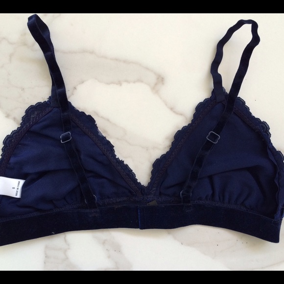 Midnight blue velveteen bralette - Picture 3 of 5
