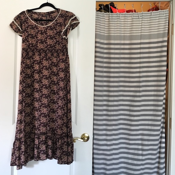 Brown peasant maxi summer dress