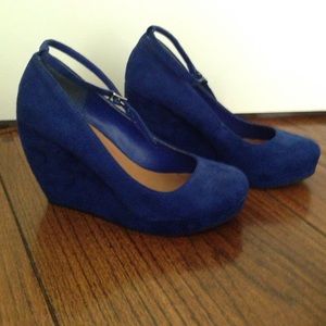 Blue wedges with strap
