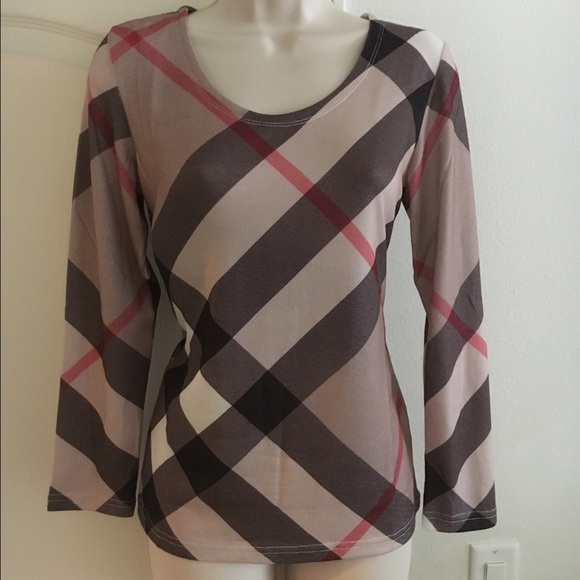 LAST ONE! Long sleeved tan plaid sweater - Picture 2 of 3