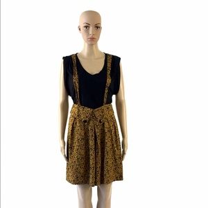 Vintage Yellow and Black Paisley Overall Shorts, 4