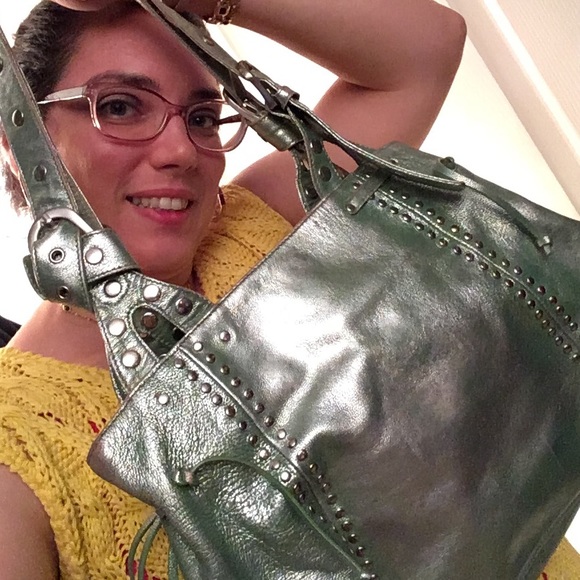 Green and Silver Metallic Purse.