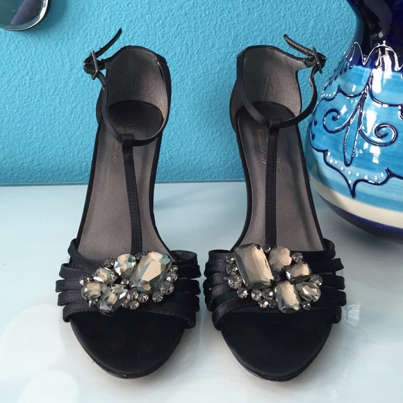 Black Leather & Satin Talbots Heels - Size 6