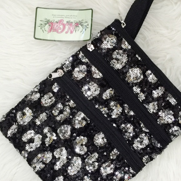 NWT Black & Silver Sequin Shoulder Crossbody Bag
