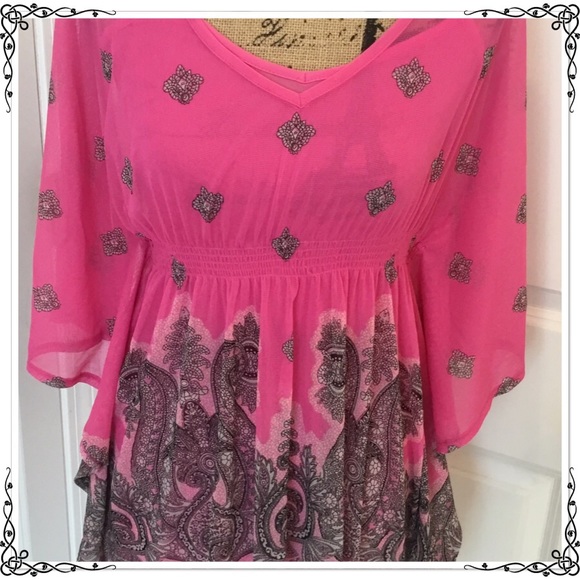 INC International Concepts Pink Batwing Top Small