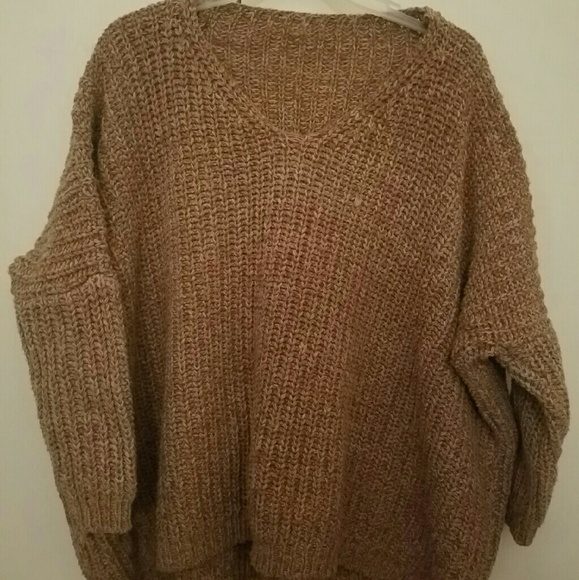*$OLD* V Neck Dolman Brown Sweater from ROMWE - Picture 3 of 4