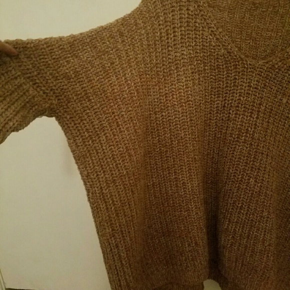 *$OLD* V Neck Dolman Brown Sweater from ROMWE - Picture 4 of 4