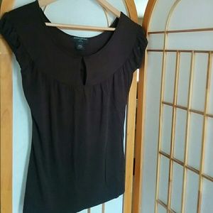 Banana Republic Stretch Dark Brown Key Hole Top XS