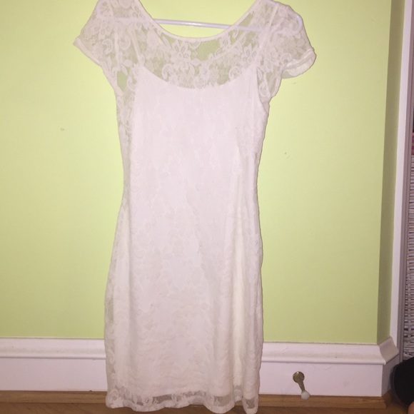 Hollister white lace bodycon dress