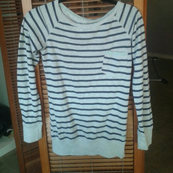 Navy and grey striped sweatshirt