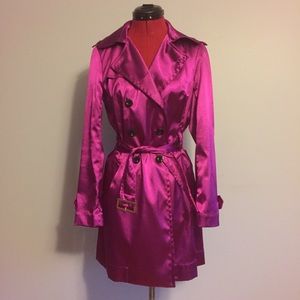 Double breasted belted trench coat