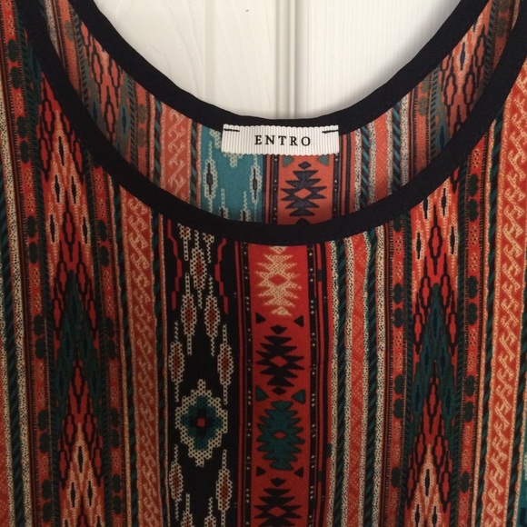 Tribal Print Tank with Fringe - Picture 2 of 4