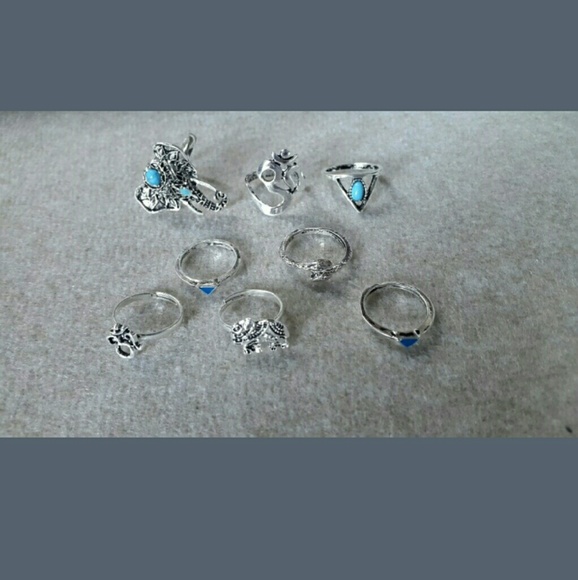 8 Tribal Antique Silver Rings- Various Sizes- NWB - Picture 4 of 4