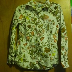 Button up fall floral blouse