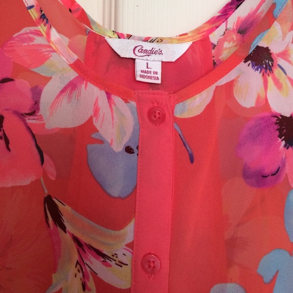 Pretty Orange Floral Hi-Lo Tank - Picture 3 of 4