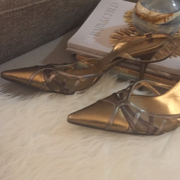 Dolce & Gabbana Gold and pewter sling backs - Picture 3 of 4