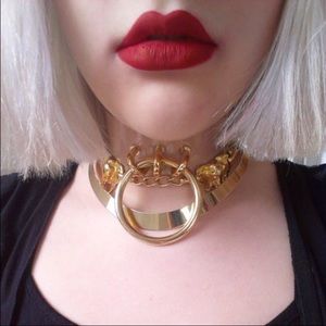 Large Gold Ring Choker Necklace
