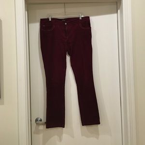 Maroon Corduroy Skinny Pants