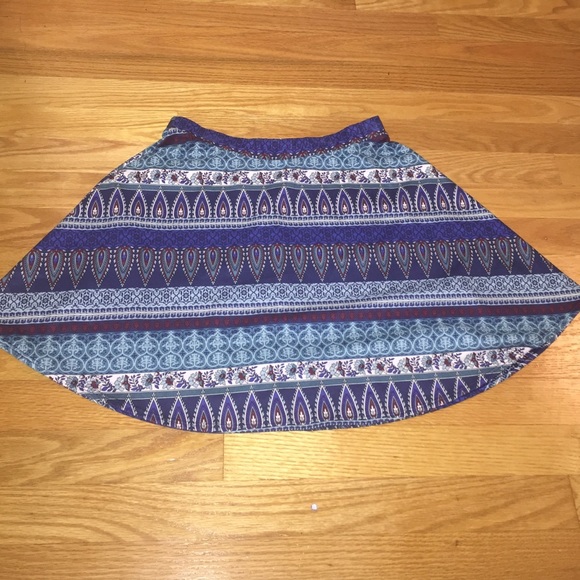 Blue patterned skater skirt