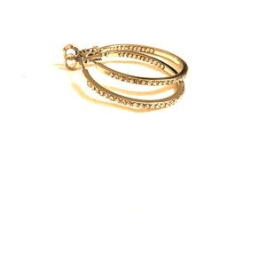 Diamond hoop earrings.