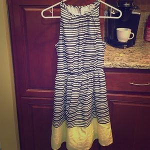 Old Navy Dress: navy, white and yellow stripe