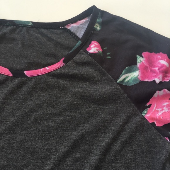 Morning Glory. Floral Girly Baseball Tee - Picture 3 of 4