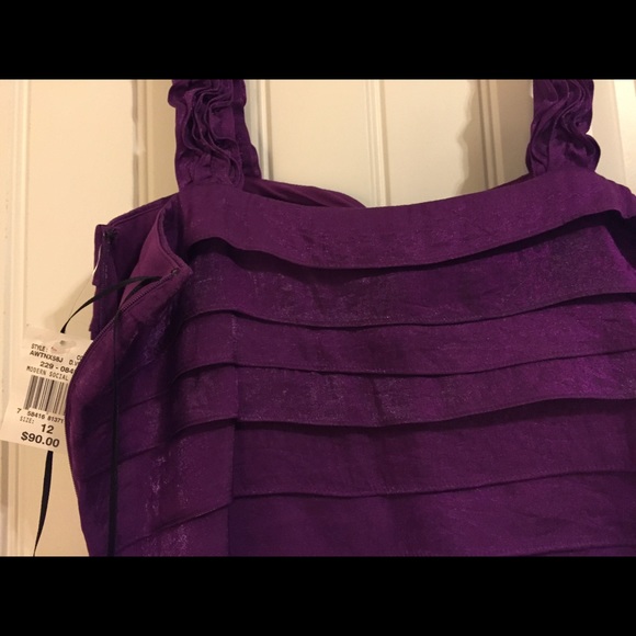 Signature by Sangria Shimmery Purple Shutter Cocktail Social Dress NWT Size 12 - Picture 3 of 9
