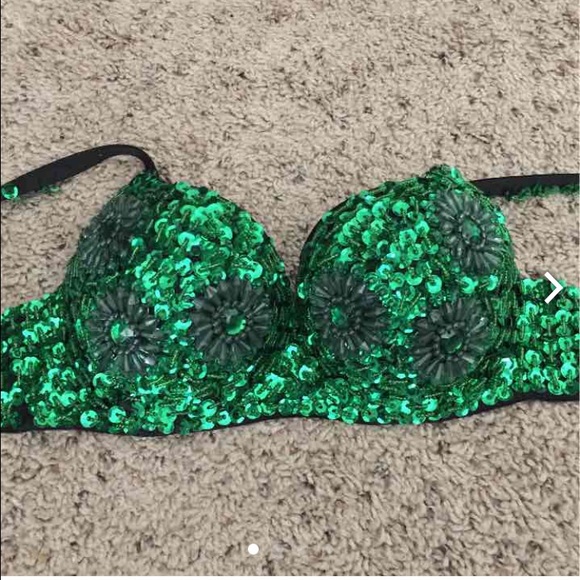 ❗️SOLD on Merc❗️Green gem festival bra