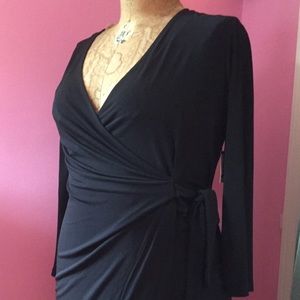 NWT Anne Klein black wrap dress