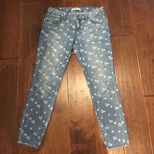 Free People printed denim cropped skinny jeans