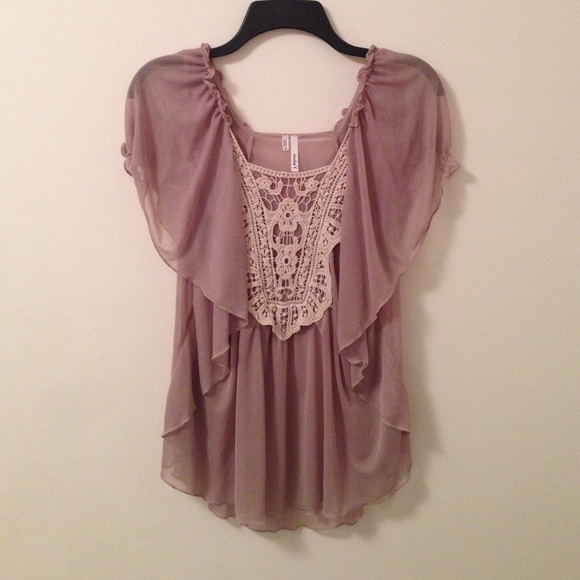 Brown and ivory crochet shirt