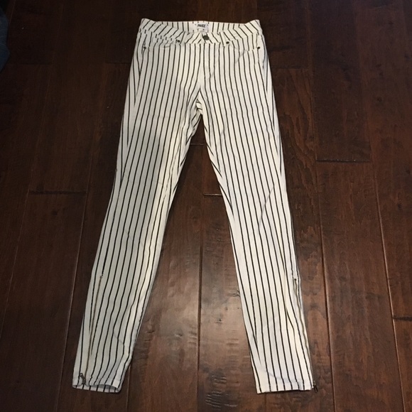 Paige striped skinny jeans with zipper detail