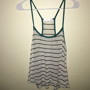 Teal, white, black stripped low neck tank top